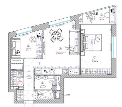 Продажа 2-комнатной квартиры 59 м², 7/24 этаж