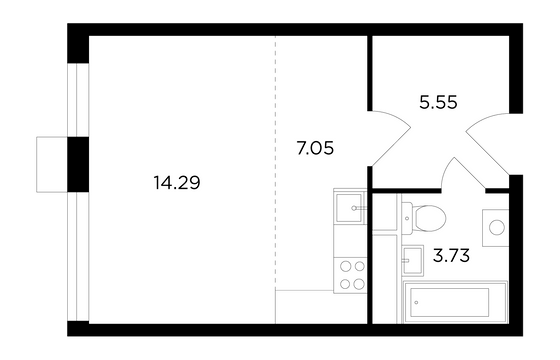 Продажа 1-комнатной квартиры 30,6 м², 1/8 этаж