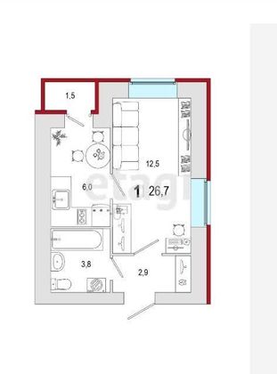 Продажа 1-комнатной квартиры 29 м², 3/10 этаж