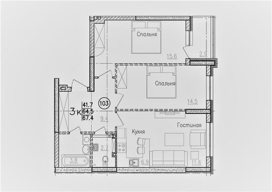 Продажа 3-комнатной квартиры 68 м², 12/18 этаж