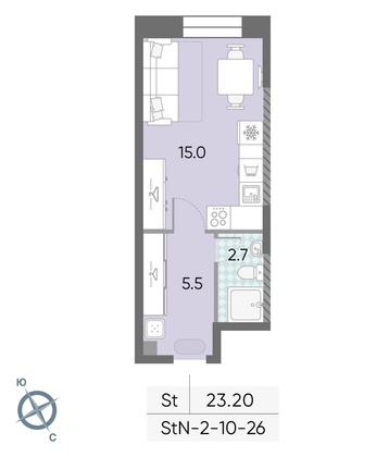 Продажа квартиры-студии 23,2 м², 23/28 этаж