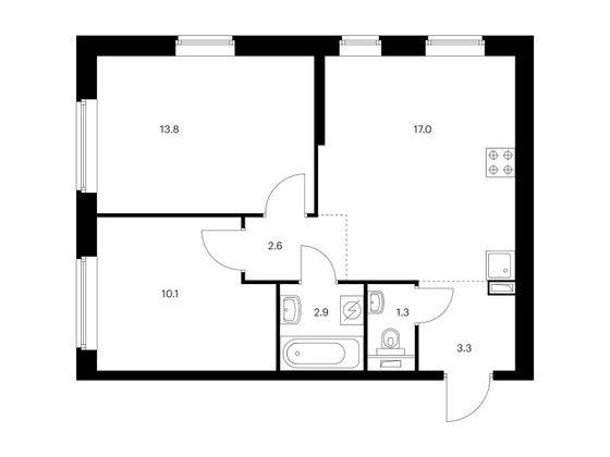 Продажа 2-комнатной квартиры 51 м², 31/32 этаж