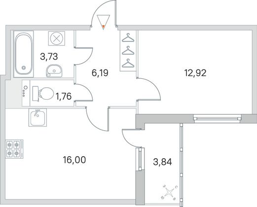 Продажа 1-комнатной квартиры 42,5 м², 7/8 этаж