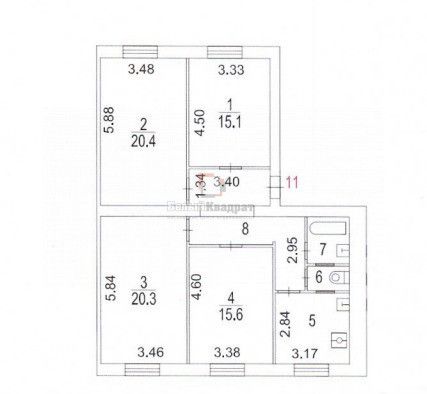 Продажа 3 комнат, 20,4 м², 1/5 этаж