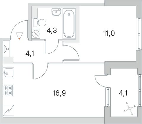 Продажа 1-комнатной квартиры 38,3 м², 1/5 этаж