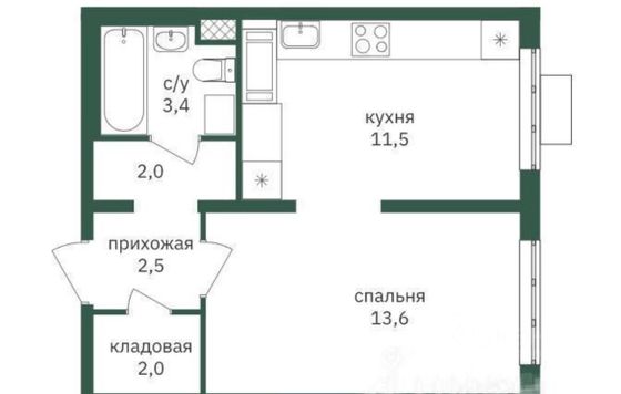 Продажа 1-комнатной квартиры 35 м², 3/19 этаж