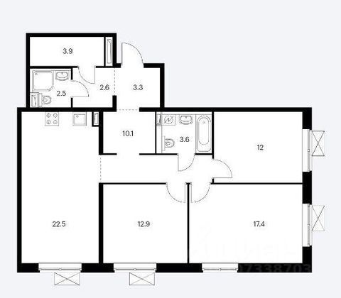 Продажа 3-комнатной квартиры 91 м², 20/25 этаж