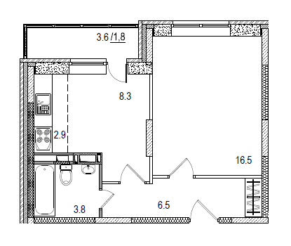 Продажа 1-комнатной квартиры 42 м², 3/17 этаж