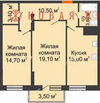 Продажа 2-комнатной квартиры 66 м², 18/24 этаж