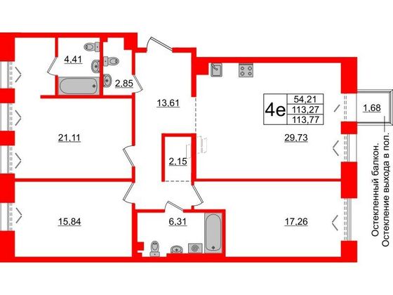 Продажа 3-комнатной квартиры 113,3 м², 4/7 этаж