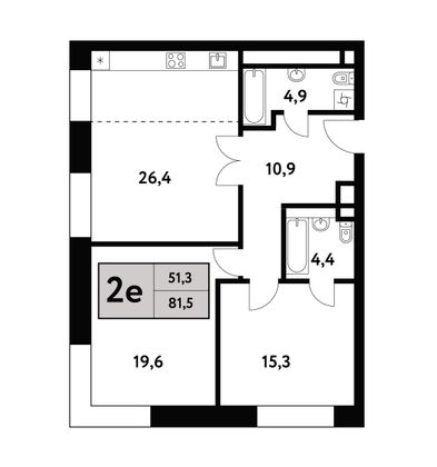 81,5 м², 3-комн. квартира, 16/35 этаж