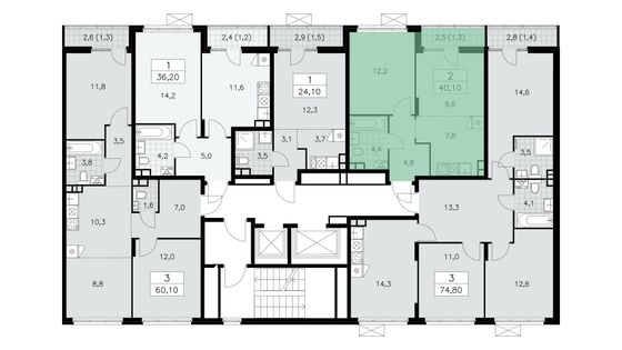 Продажа 2-комнатной квартиры 39,8 м², 12/15 этаж