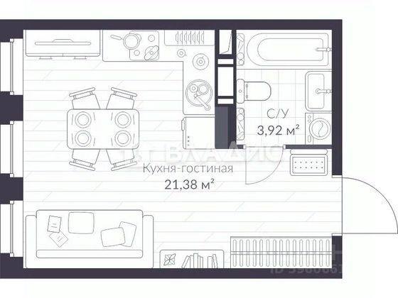 Продажа квартиры-студии 25,3 м², 3/10 этаж