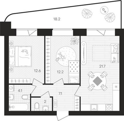 Продажа 2-комнатной квартиры 77,9 м², 1/10 этаж
