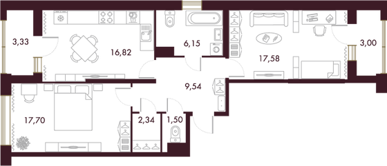 75,2 м², 2-комн. квартира, 7/8 этаж