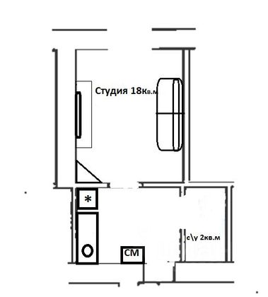 Продажа квартиры-студии 18,8 м², 1/5 этаж