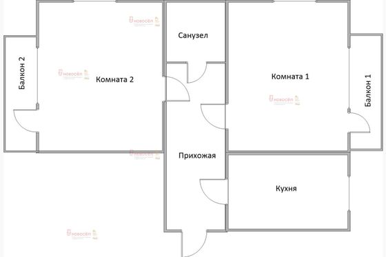 Продажа 2-комнатной квартиры 66,7 м², 2/6 этаж