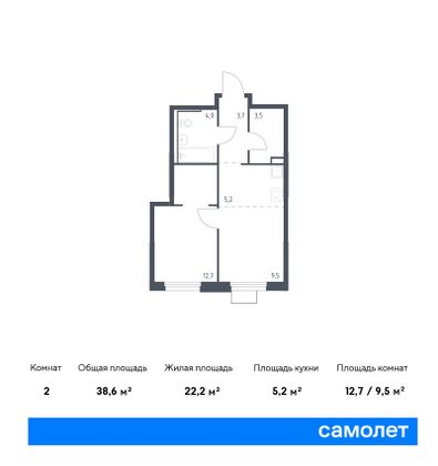 38,6 м², 1-комн. квартира, 16/25 этаж