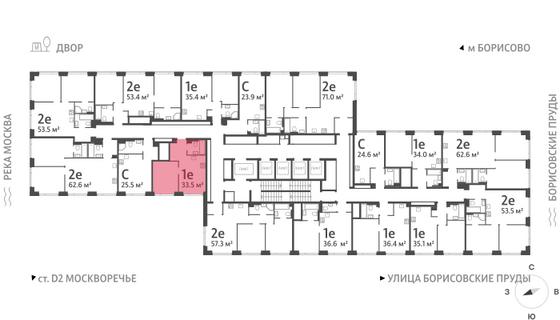 Продажа 1-комнатной квартиры 33,5 м², 34/52 этаж