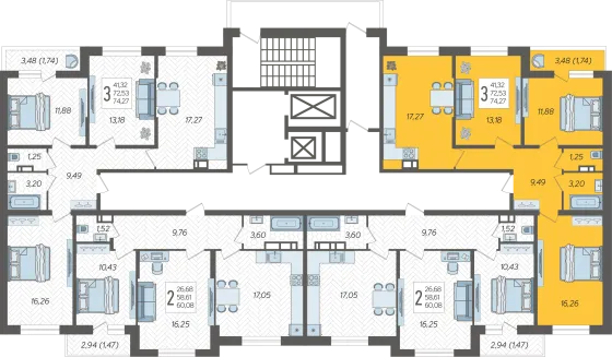 Продажа 3-комнатной квартиры 74,3 м², 5/19 этаж