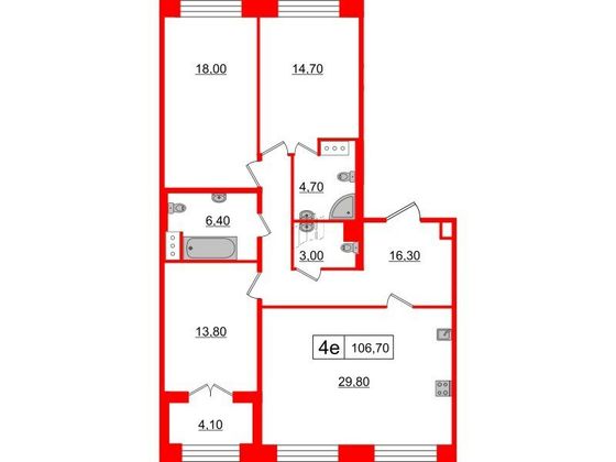 Продажа 3-комнатной квартиры 106,7 м², 4/8 этаж