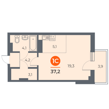 Продажа квартиры-студии 37,5 м², 2/17 этаж