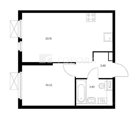 Продажа 1-комнатной квартиры 37,7 м², 11/33 этаж