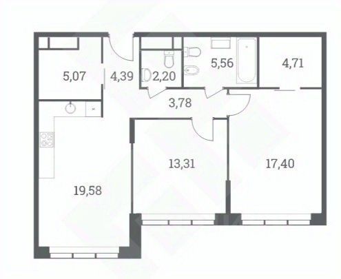 Продажа 2-комнатной квартиры 77 м², 4/51 этаж
