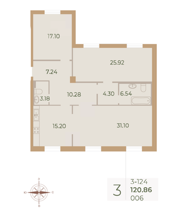 Продажа 3-комнатной квартиры 121 м², 2/9 этаж