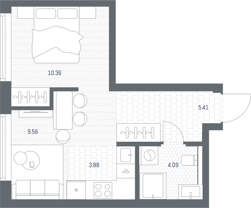 Продажа квартиры-студии 33,3 м², 35/49 этаж