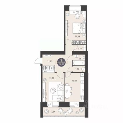 Продажа 2-комнатной квартиры 64 м², 6/10 этаж