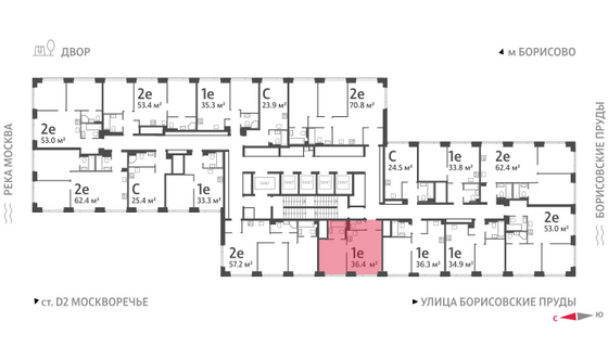 Продажа 1-комнатной квартиры 36,4 м², 25/52 этаж