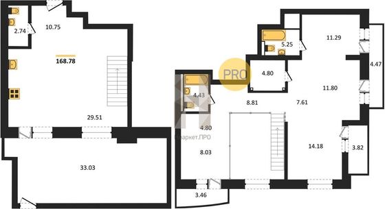 Продажа 4-комнатной квартиры 168,8 м²