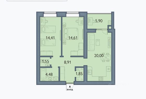 Продажа 2-комнатной квартиры 71,7 м², 6/9 этаж