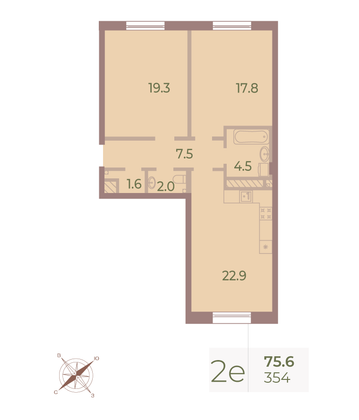 Продажа 2-комнатной квартиры 75,1 м², 9/9 этаж