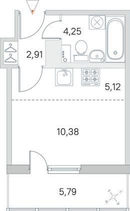 Продажа квартиры-студии 24,4 м², 3/8 этаж