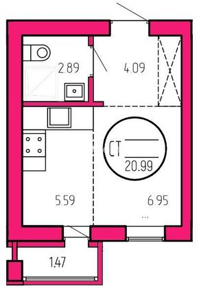 Продажа квартиры-студии 21 м², 4/9 этаж