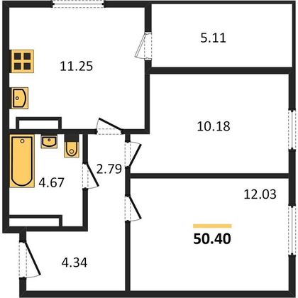 Продажа 2-комнатной квартиры 50,4 м², 21/31 этаж