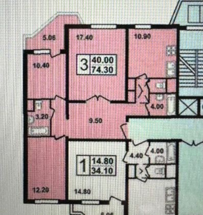 Продажа 3-комнатной квартиры 74,3 м², 13/16 этаж