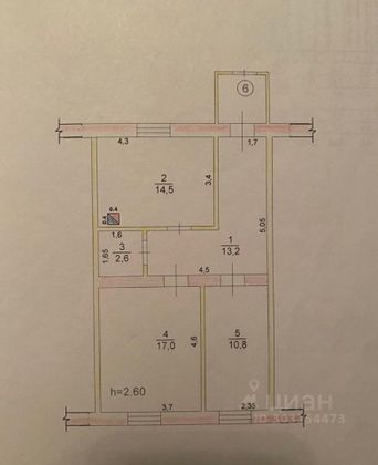 Продажа 2-комнатной квартиры 58,1 м², 1/1 этаж