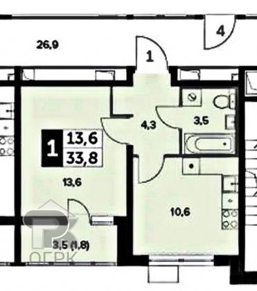Продажа 1-комнатной квартиры 34 м², 3/18 этаж