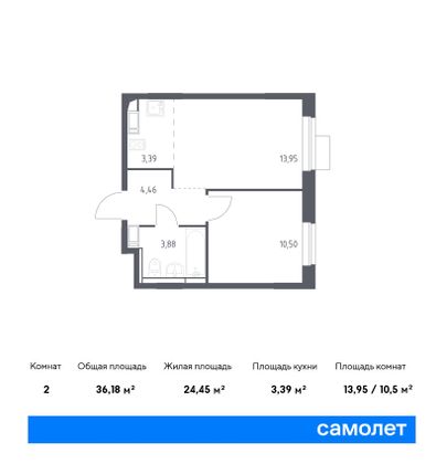 36,2 м², 1-комн. квартира, 8/12 этаж