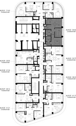 Продажа 2-комнатной квартиры 54,4 м², 18/49 этаж