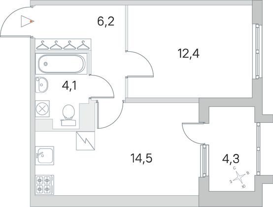 Продажа 1-комнатной квартиры 39,3 м², 3/5 этаж