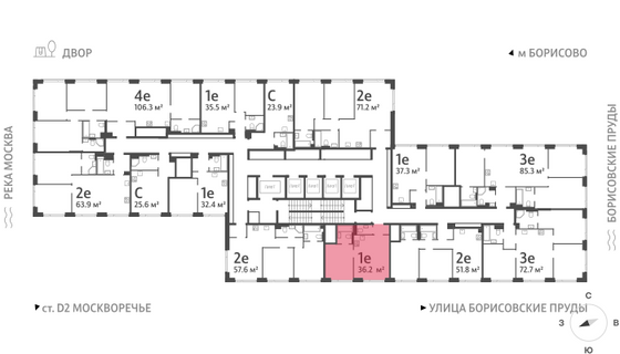 Продажа 1-комнатной квартиры 36,2 м², 44/52 этаж