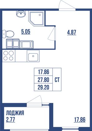 Продажа квартиры-студии 29,2 м², 6/11 этаж