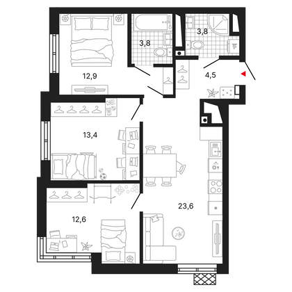 Продажа 3-комнатной квартиры 75 м², 6/29 этаж