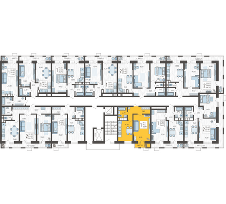 Продажа 1-комнатной квартиры 42,1 м², 8/12 этаж