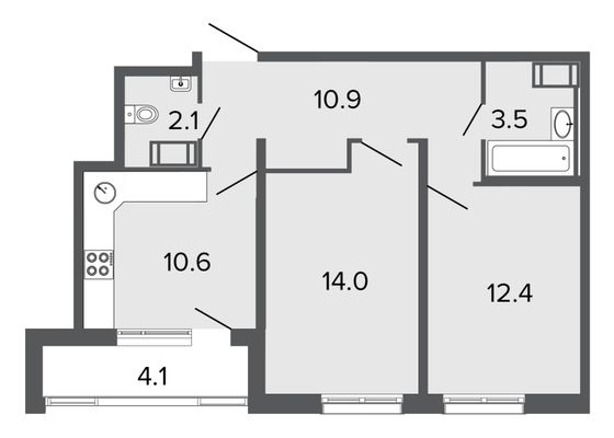 Продажа 2-комнатной квартиры 53,5 м², 9/24 этаж