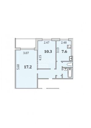 Продажа 2-комнатной квартиры 43,3 м², 6/9 этаж